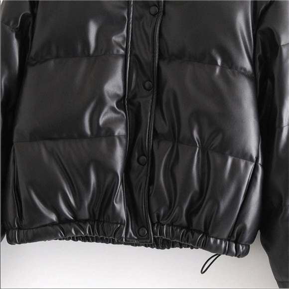 Faux Leather Puffer Jacket - Picture 9 of 9
